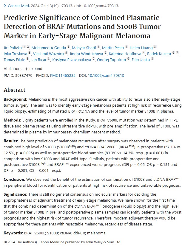 Plasma BRAF detection article